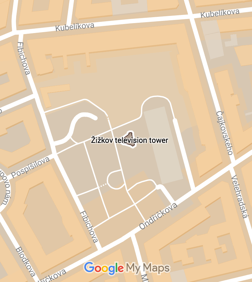 Žižkov Television Tower on a map